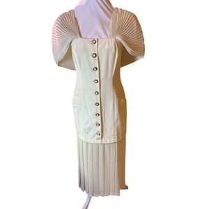 Vintage Ellyn Positively Holiday Dress Wedding Gown‎ Pleated Maxi Formal SZ 2 /4